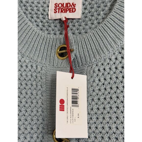 New Solid & Striped Brand Carly Cropped Cardigan Powder Blue Size LARGE $268 - Picture 2 of 3